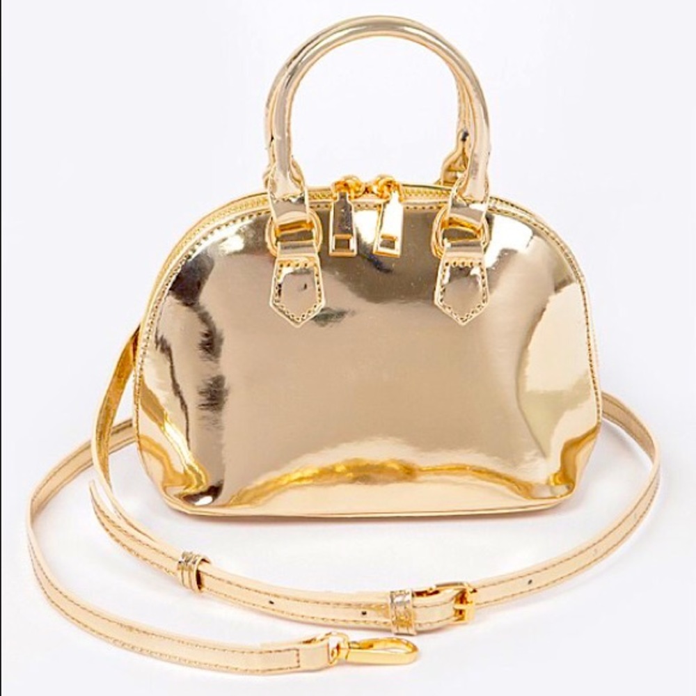 Mirror Metallic Structure Top Handle Bag